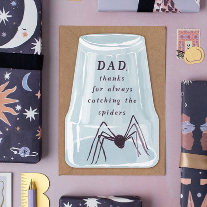 Spider Catching Dad Card Fathers Day Cards