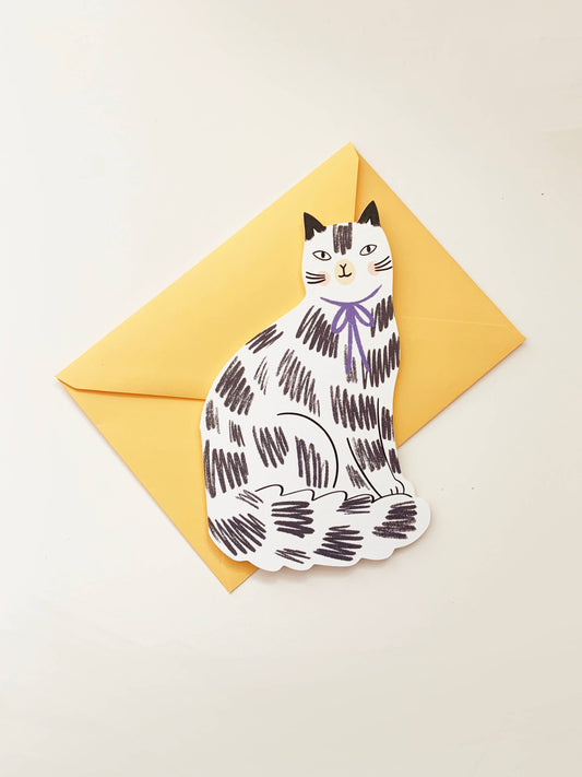 Sitting Kitty Cat Shaped Greeting Card