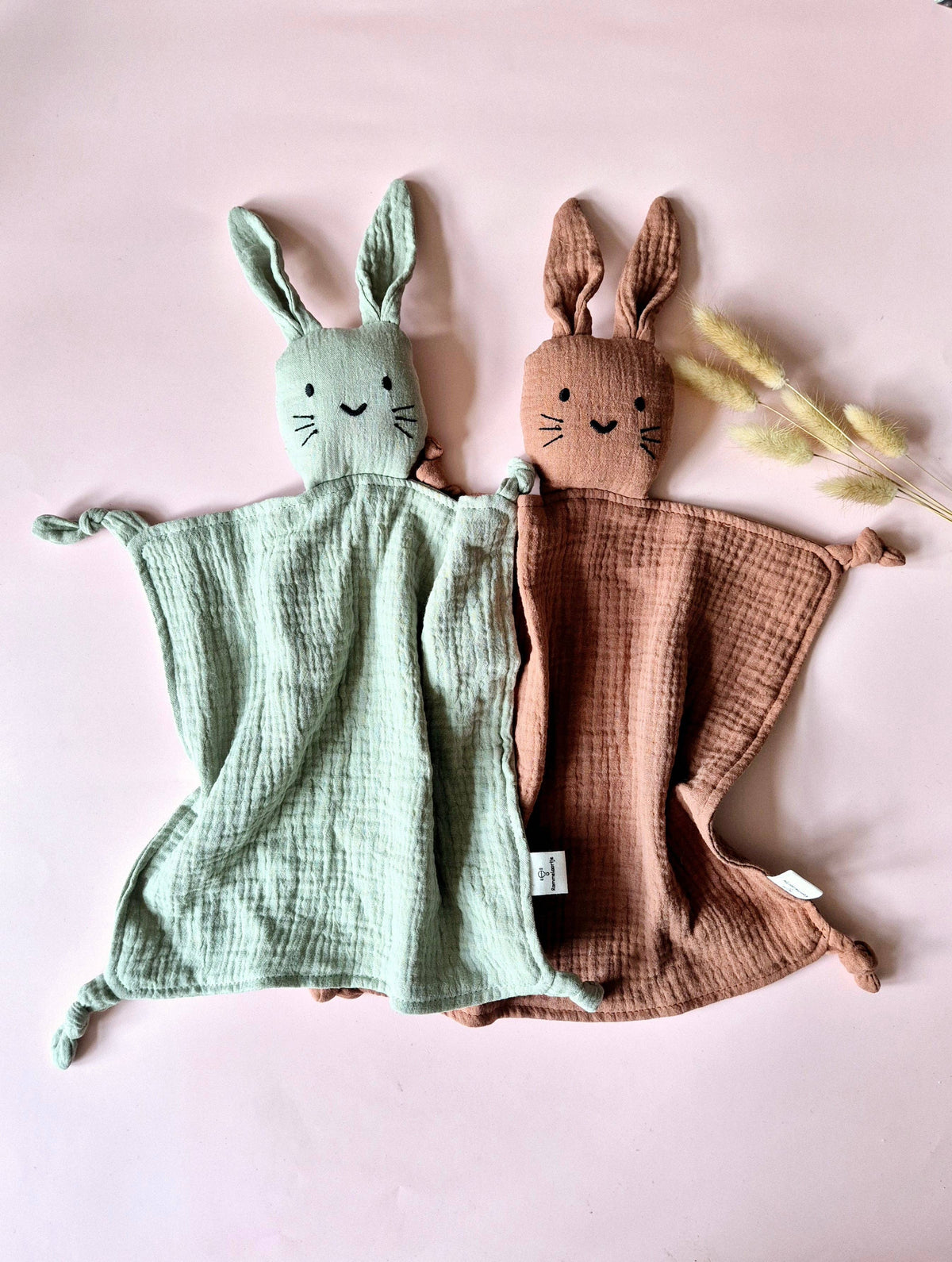 Soft Green Baby Comforter Cuddle Bunny Rabbit Toy