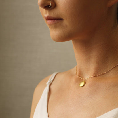 Tiny Brass Dandelion Locket Necklace