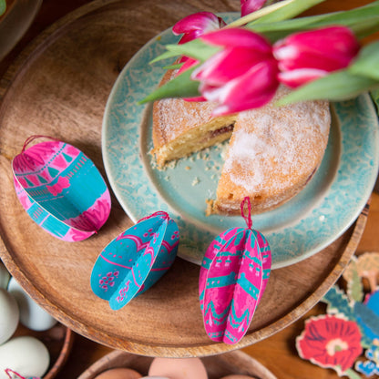 Easter Egg Paper Screen Printed Egg Decorations