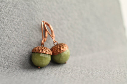 Olive Green Acorn Earrings