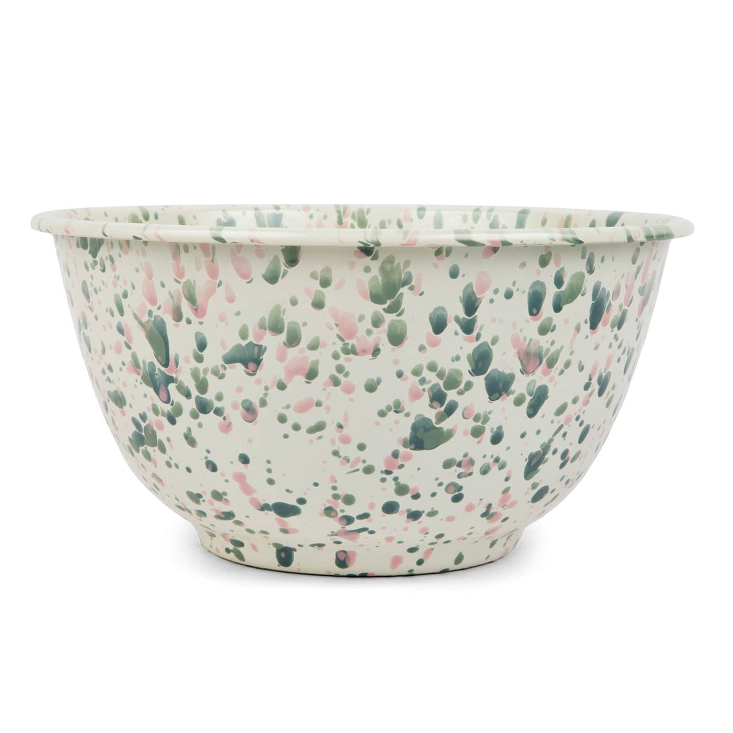 Large Salad Bowl Splatterwear Mint Hibiscus Enamelware