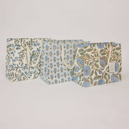 Ditsy Blue Stone Medium Block Printed Gift Bags