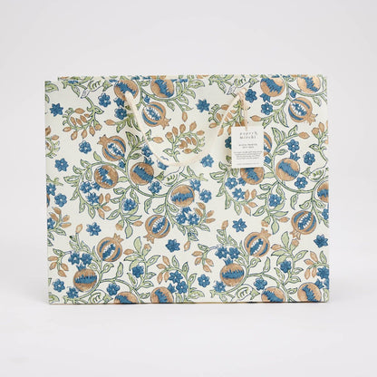 Pomegranate Indigo Large Block Printed Gift Bag