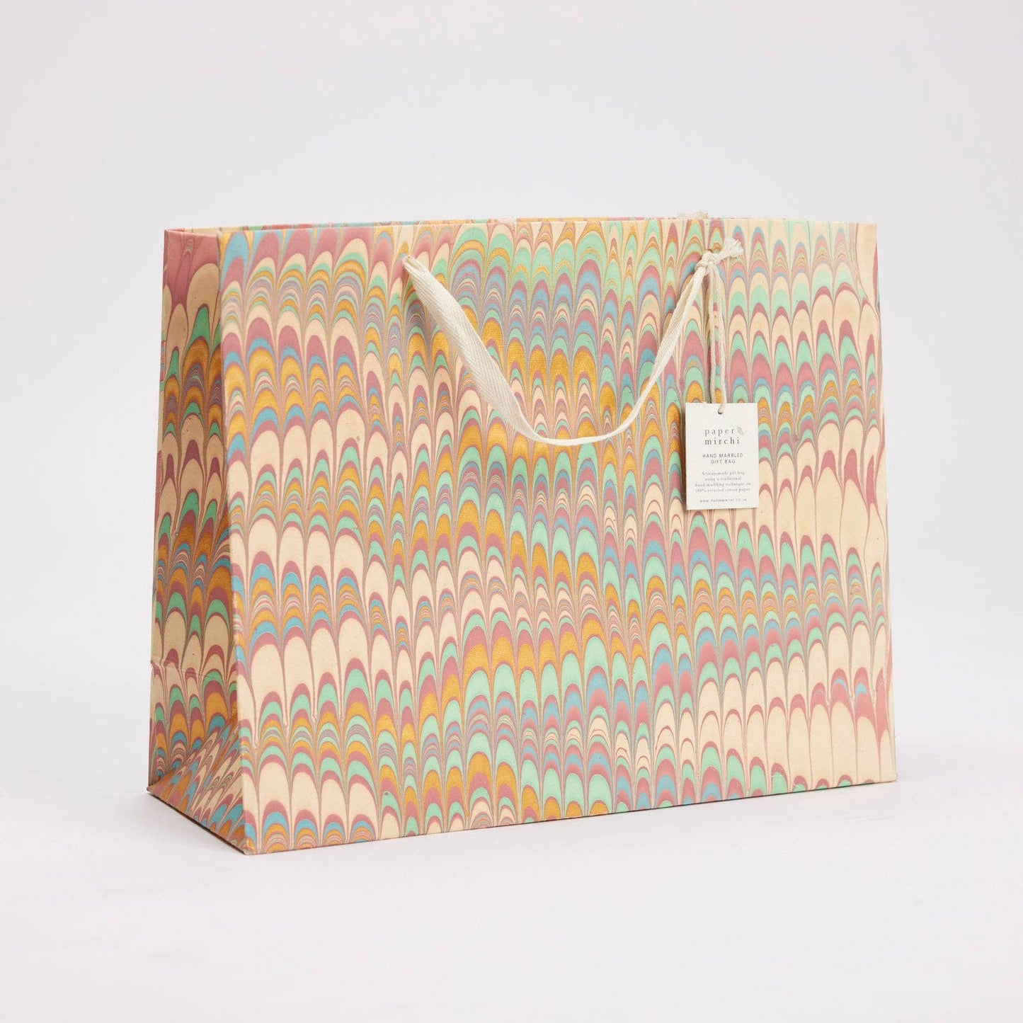 Scallops Mint Rose Large Hand Marbled Gift Bags