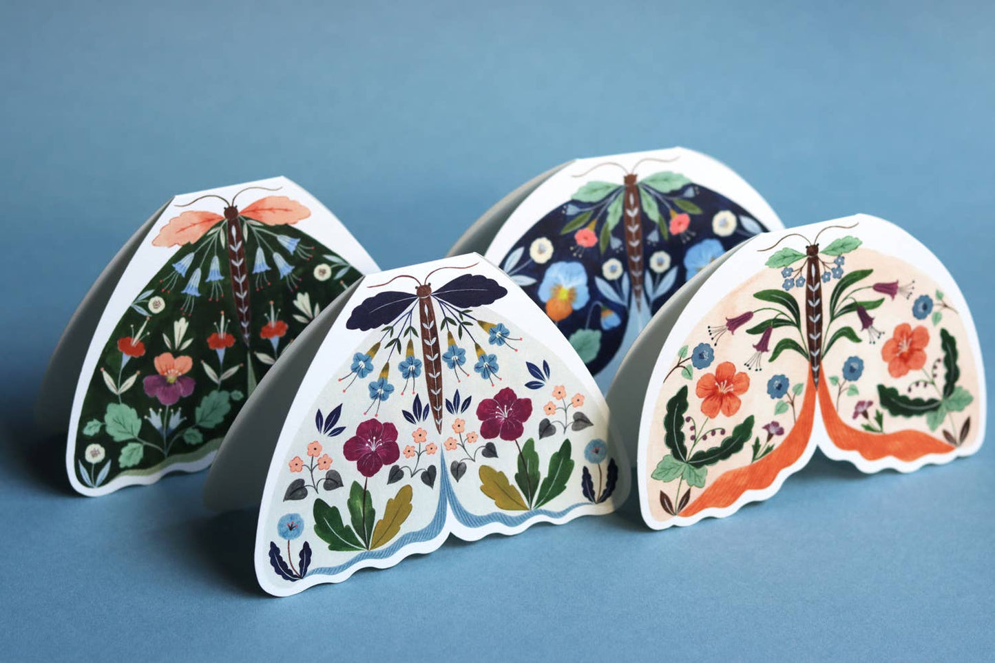 Brown Floral Moth shaped card