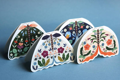 Brown Floral Moth shaped card
