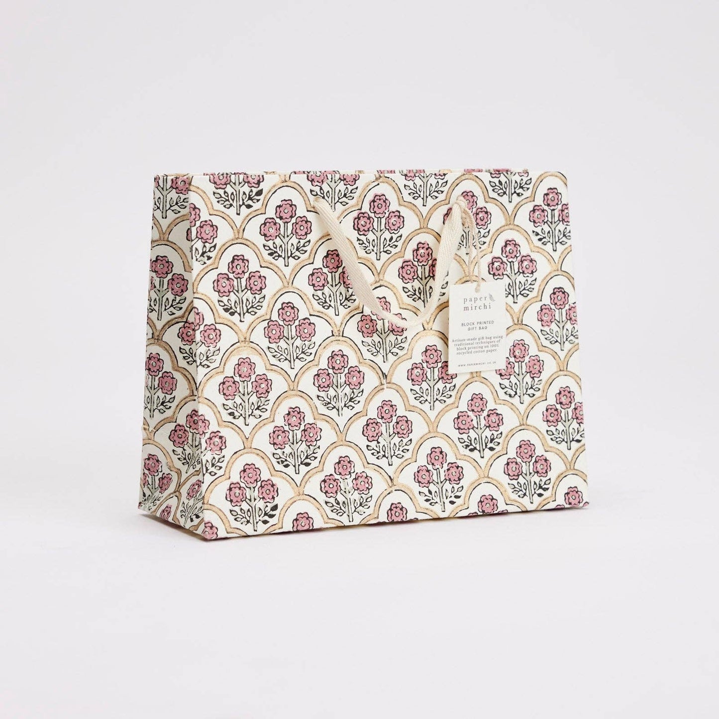 Trellis Pink Earth Medium Block Printed Gift Bags