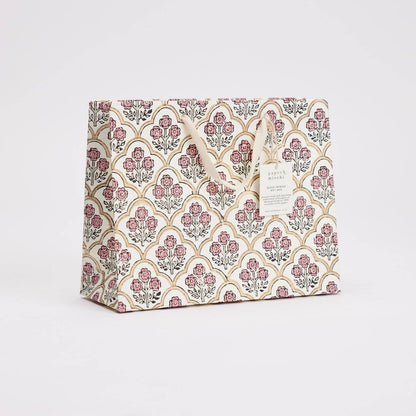 Trellis Pink Earth Medium Block Printed Gift Bags