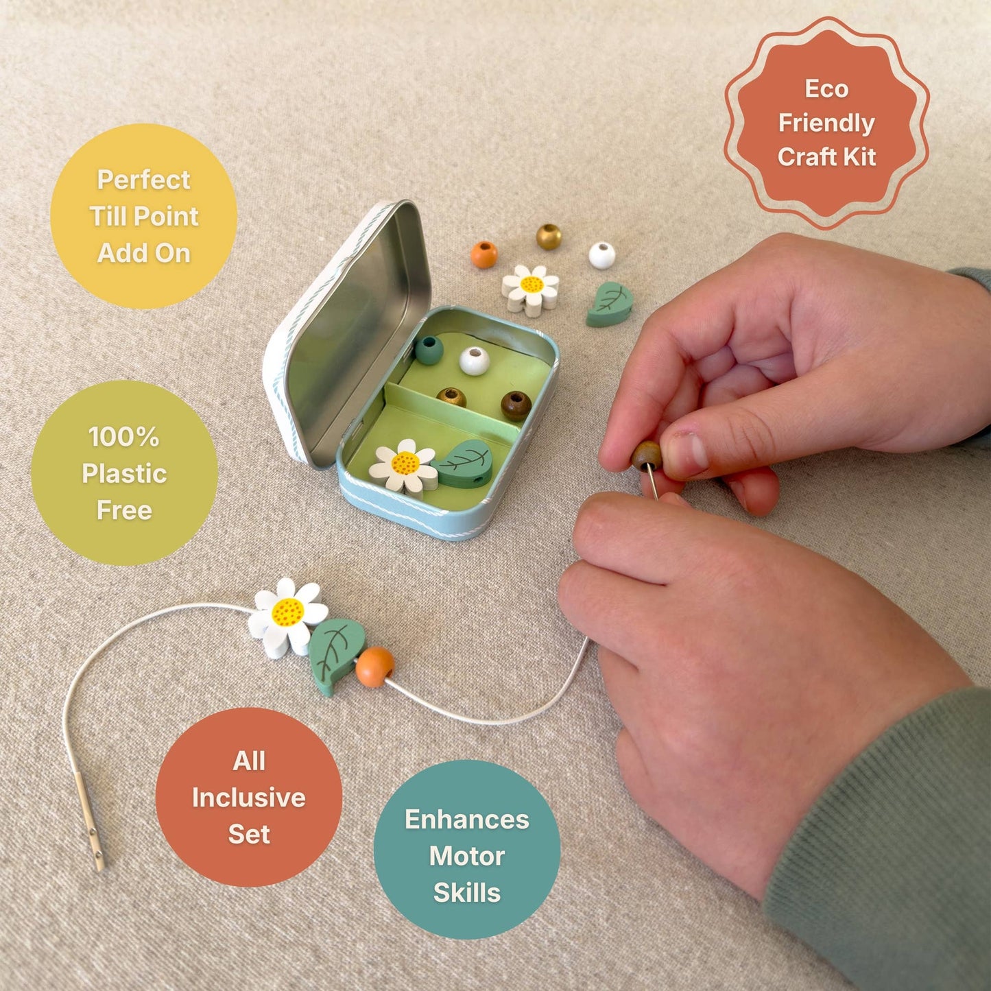 Mini Daisy Bracelet Gift Kit Wooden Bead Jewellery Making Friendship Bracelet Childrens