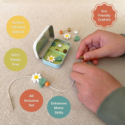 Mini Daisy Bracelet Gift Kit Wooden Bead Jewellery Making Friendship Bracelet Childrens