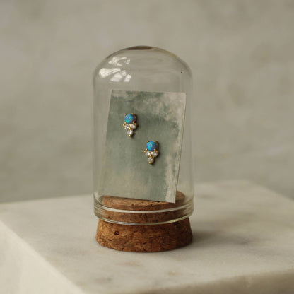 Blue Opal Stud Earrings
