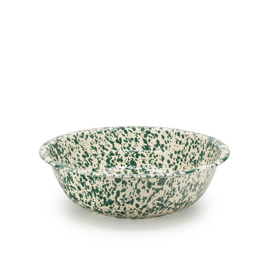 Small Basin Splatterware Green & Cream Enamelware