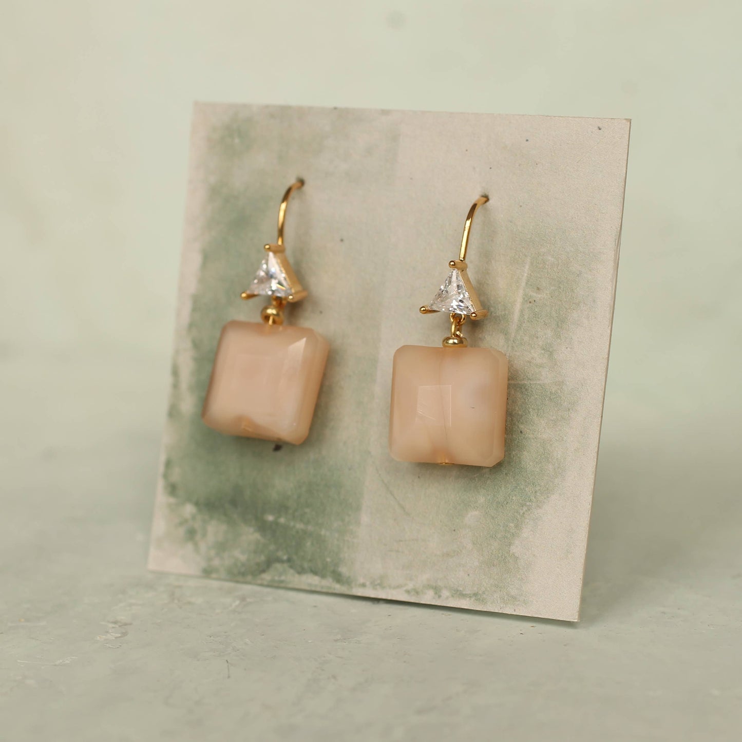 Peach Vintage Glass & Crystal Earrings
