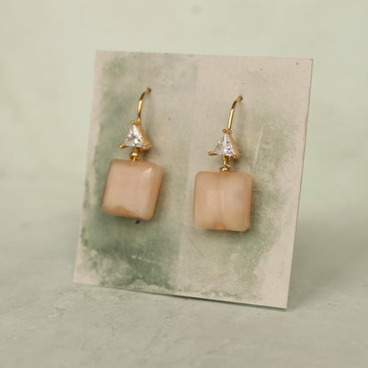 Peach Vintage Glass & Crystal Earrings