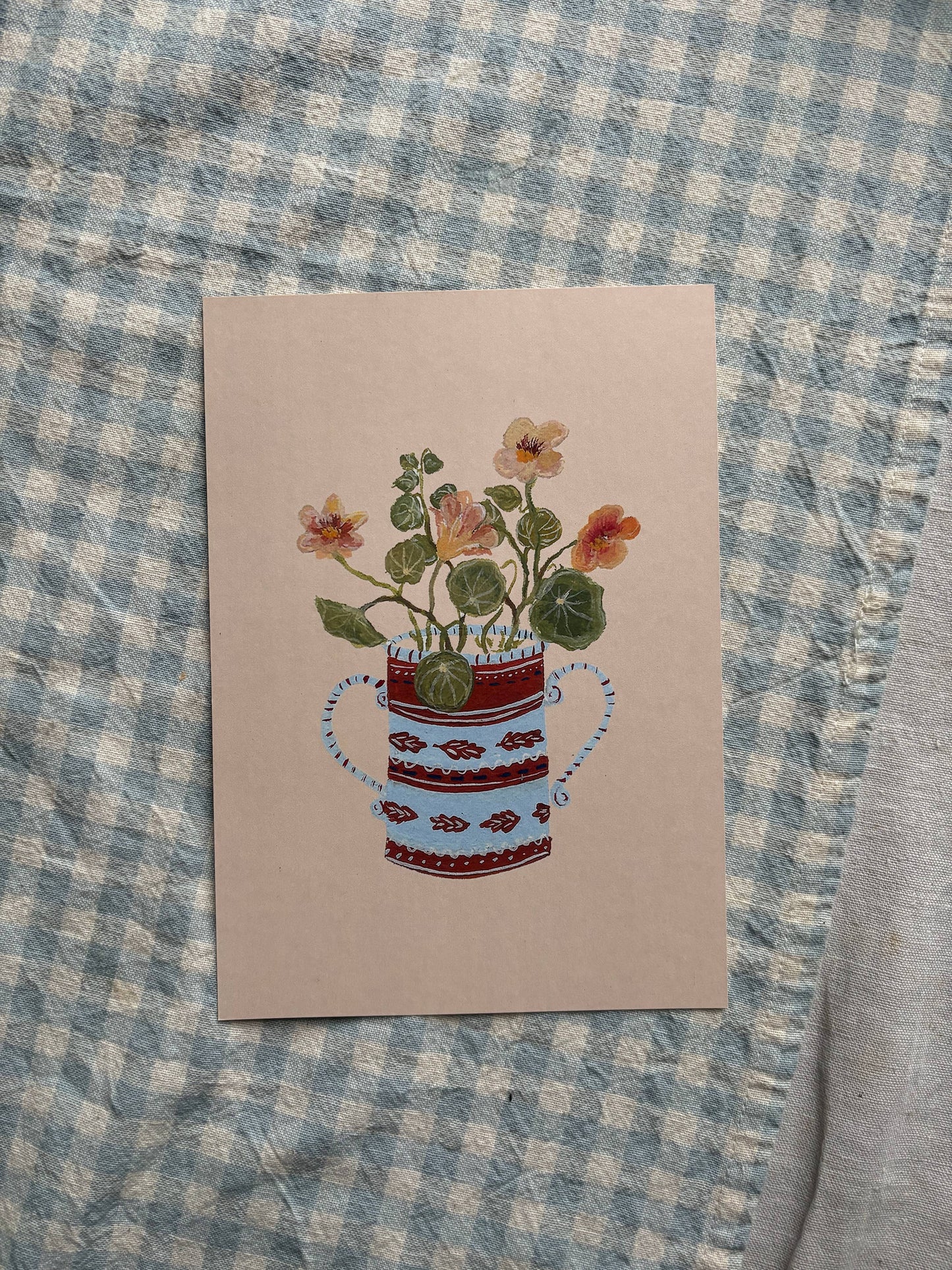 Apricot Nasturtium A5 Gouache Art Print