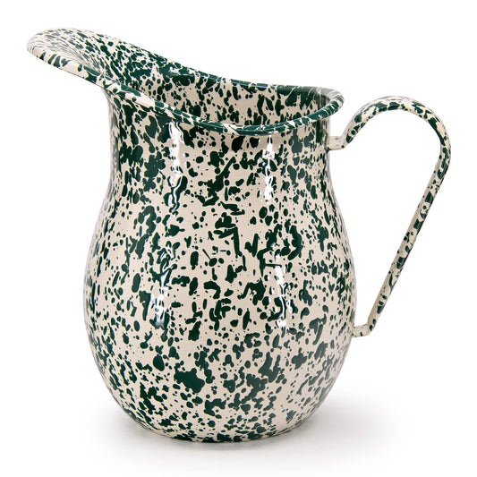 Large Pitcher Splatterwear Green & Cream Enamelware