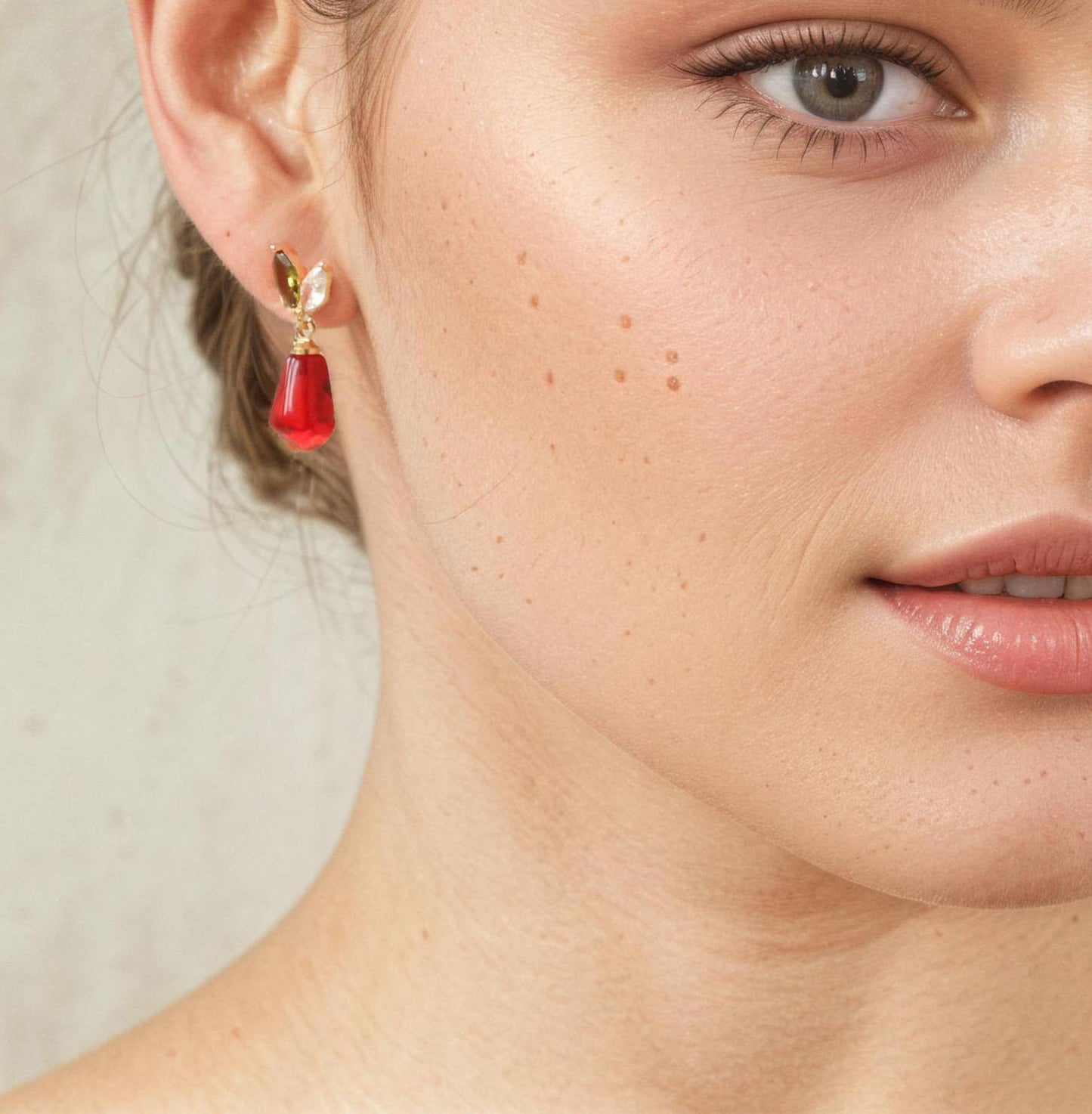 Pomegranate Seed Cut Glass & Crystal Earrings
