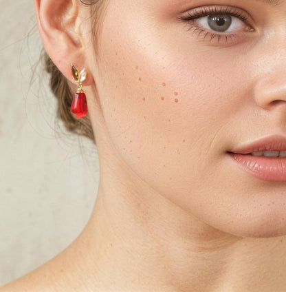 Pomegranate Seed Cut Glass & Crystal Earrings