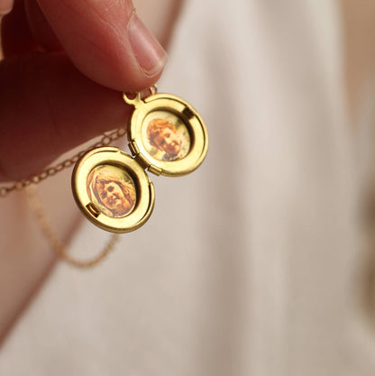 Tiny Brass Dandelion Locket Necklace