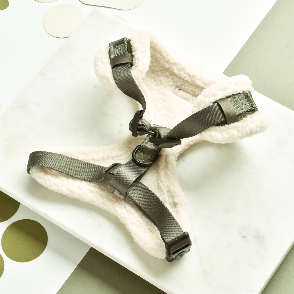 Khaki Quilted Adjustable Neck Dog Harness - Cocopup