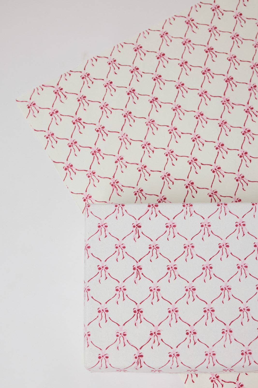 Block Printed Wrapping Paper Sheets - BP Bows Pink Sorbet