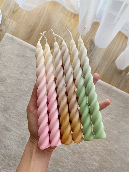 Strawberry Whip Ombre Twirl Candle sticks Set. Vegan, soy