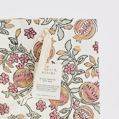 Pomegranate Pink Earth Medium Block Printed Gift Bags