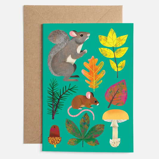 Autumn Hoards Squirrel Wildlife Card