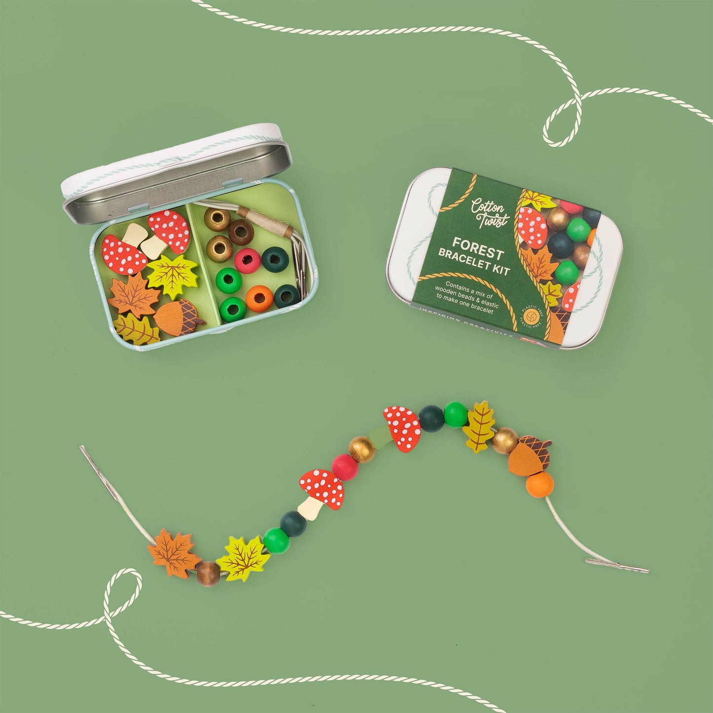 Mini Forest Bracelet Gift Kit Wooden Bead Jewellery Making Friendship Bracelet Childrens