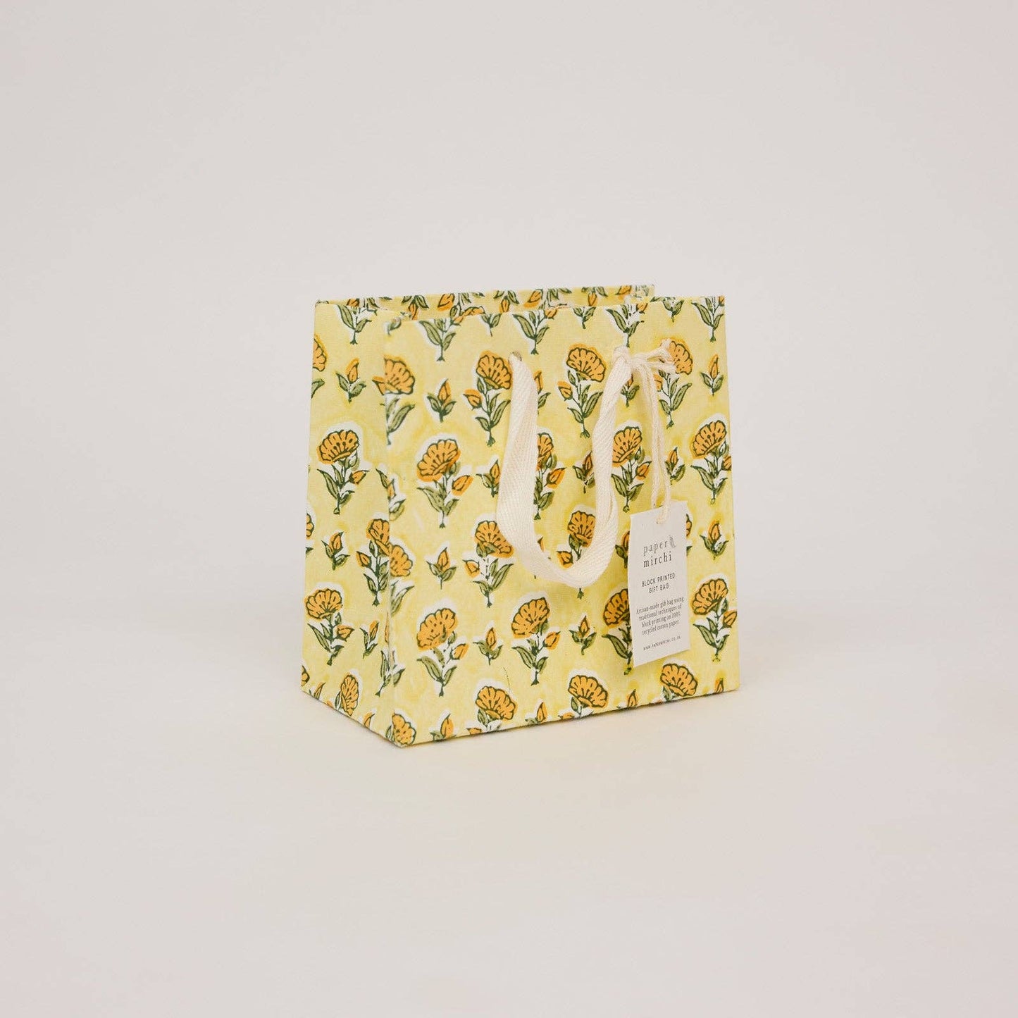 Small Hand Block Printed Gift Bags - Sunshine Refresh