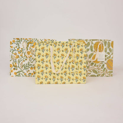Medium Hand Block Printed Gift Bags - Sunshine Refresh