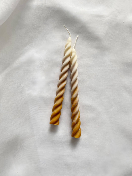 Iced Coffee Ombre Twirl Candle sticks Set. Vegan, soy.