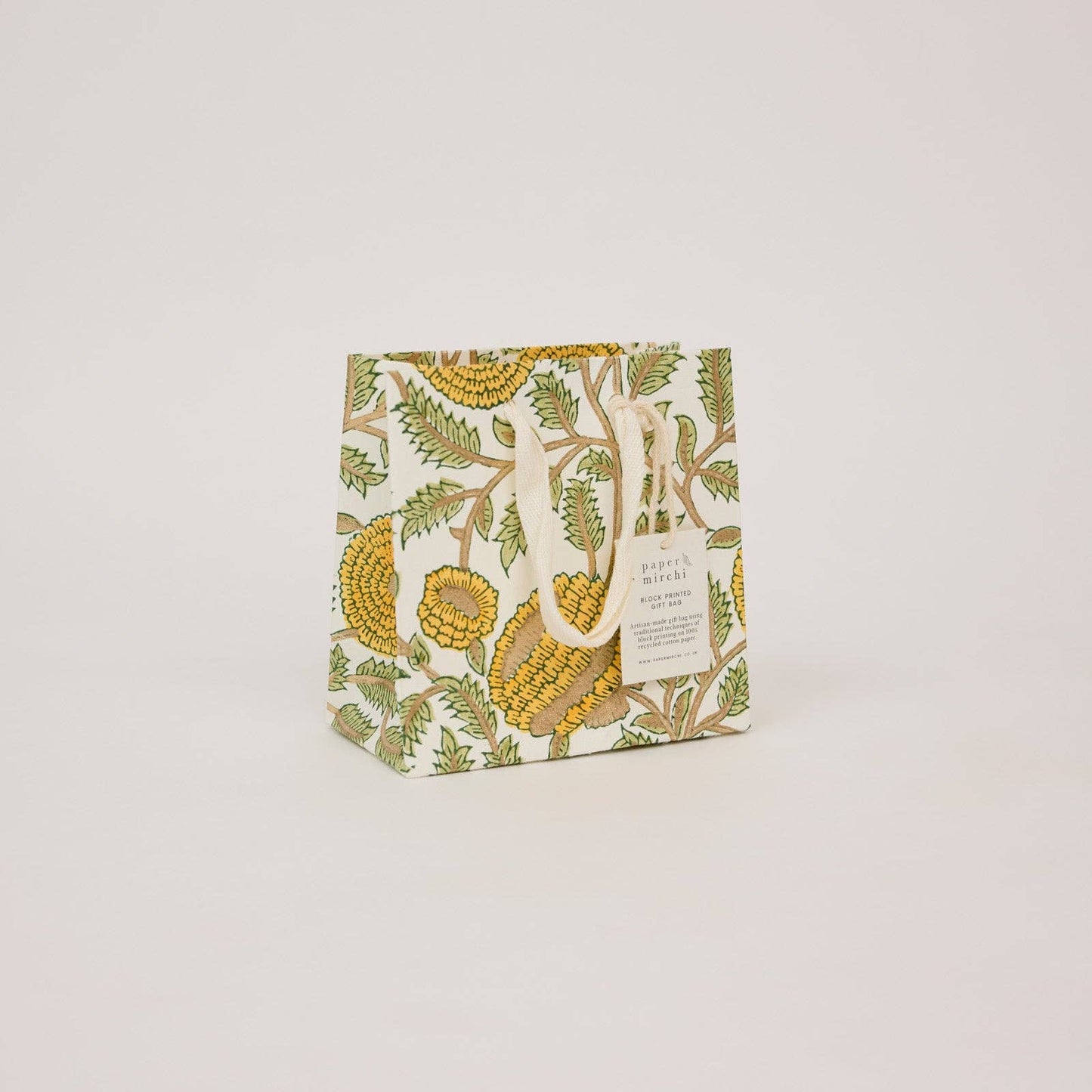 Small Hand Block Printed Gift Bags - Sunshine Refresh