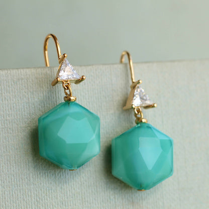 Turquoise Hexagon Jewel Earrings