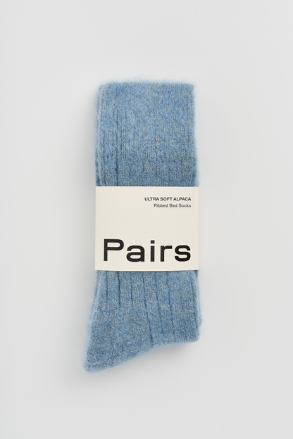 Lido Blue Ultra Soft Alpaca Ribbed Bed Socks