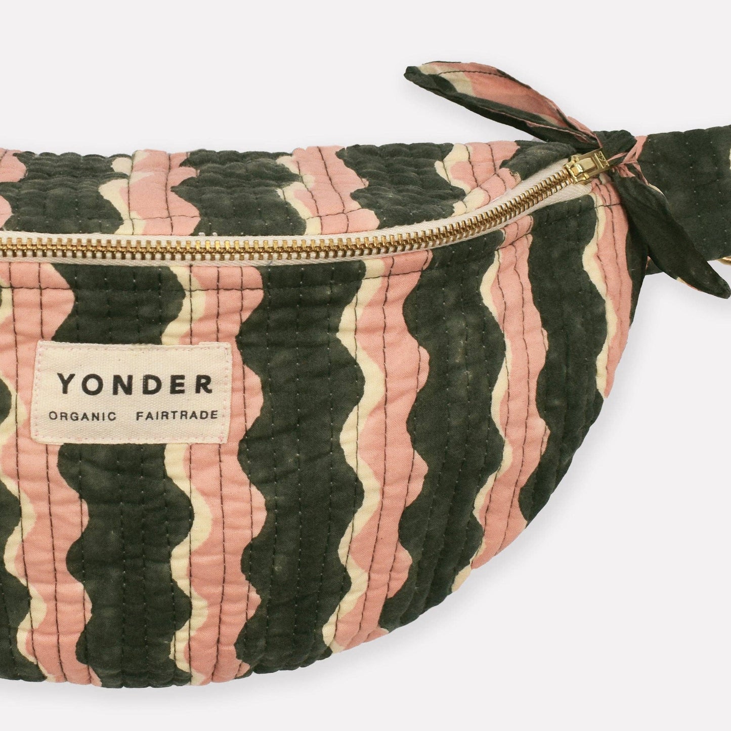 Organic Cotton Quilted Bumbag Hand Block Printed in Whirly Fern