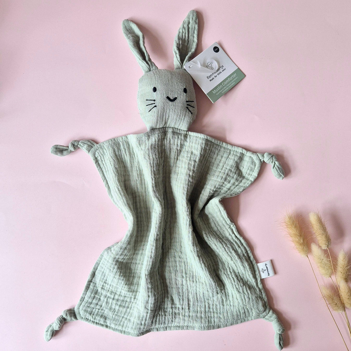 Soft Green Baby Comforter Cuddle Bunny Rabbit Toy