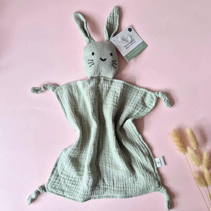 Soft Green Baby Comforter Cuddle Bunny Rabbit Toy