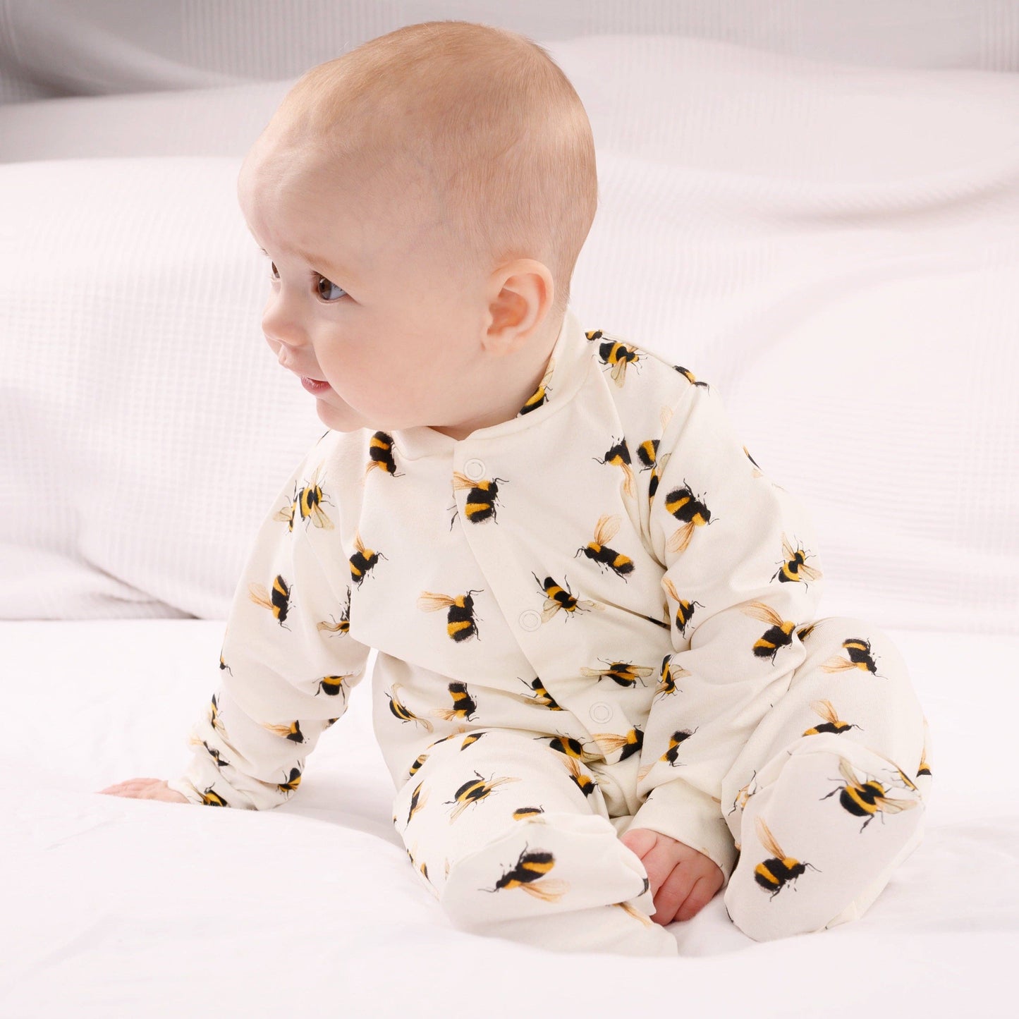 Bee Print Cotton Sleepsuit Onesie 3m -18m