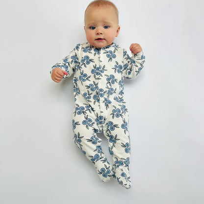 Blueberry Organic Cotton Baby Sleep Suit Onesie