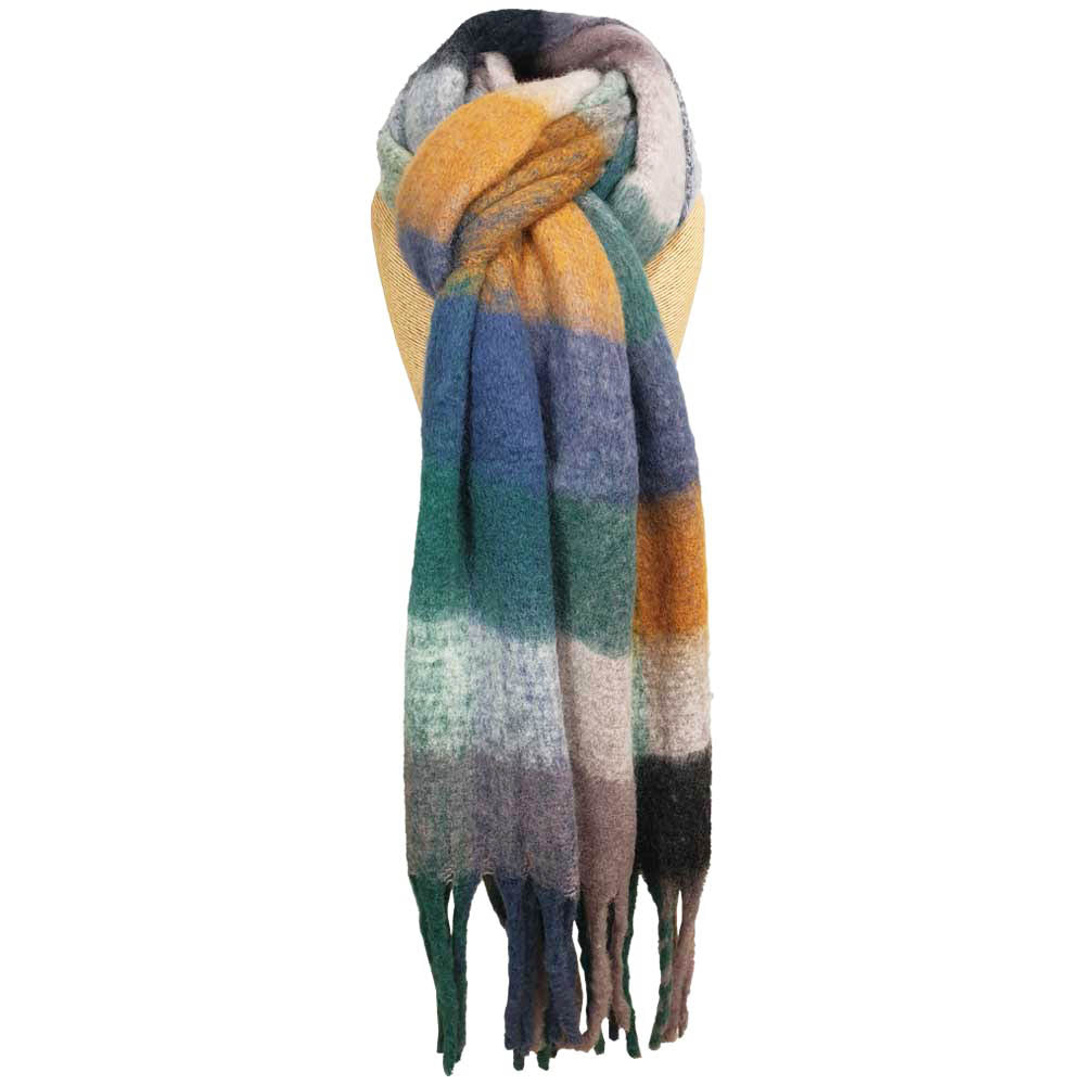 Super Soft Cosy Check Scarf, Muted Blues