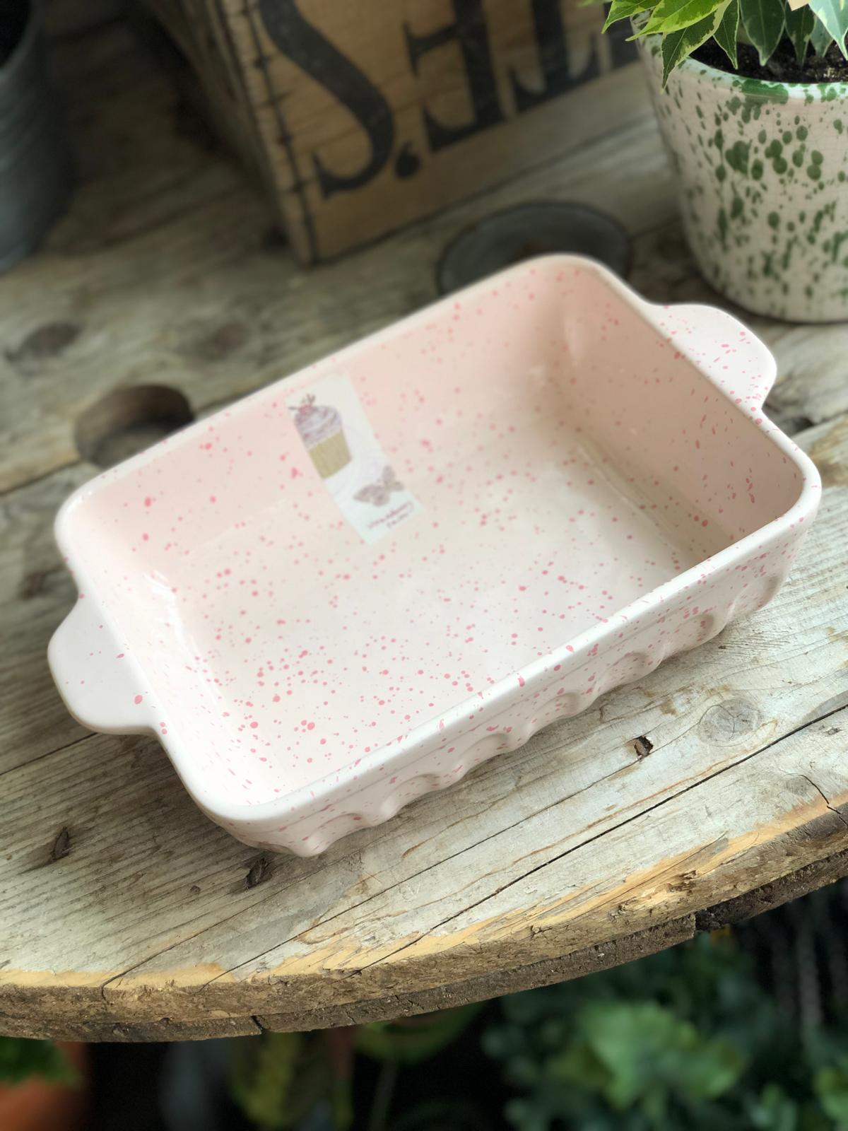 Pink Ceramic Splatterwear Serving Dish Medium