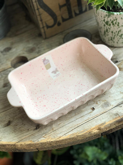 Pink Ceramic Splatterwear Serving Dish Medium