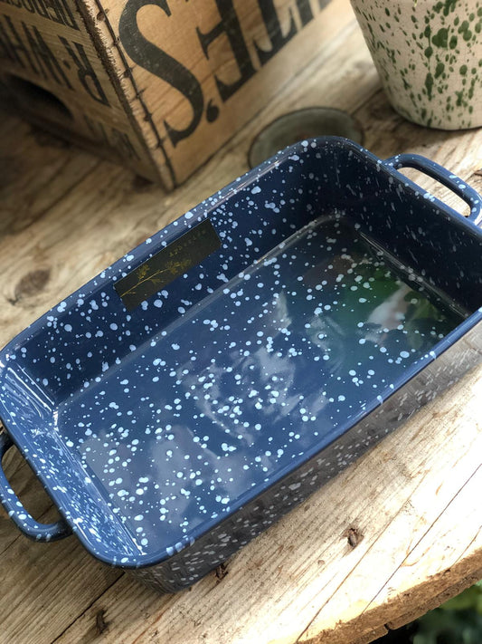 Blue Ceramic Splatterwear Serving Dish