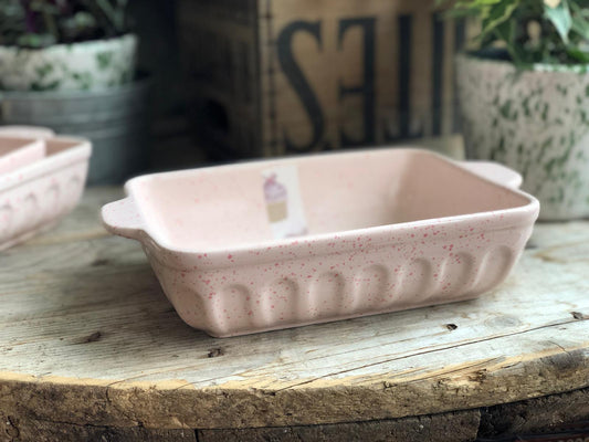 Pink Ceramic Splatterwear Serving Dish Medium